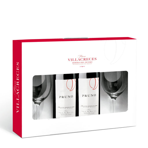 ESTUCHE PRUNO CON 2 COPAS DE CRISTAL