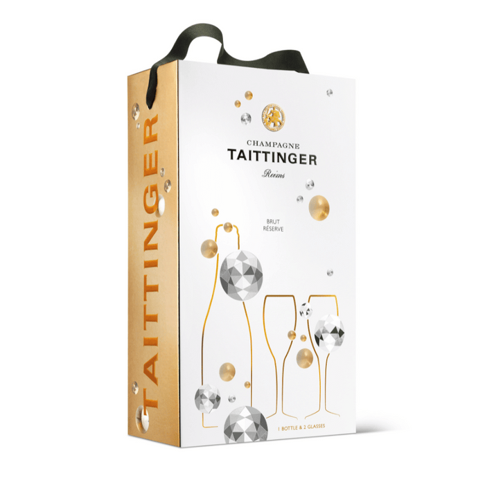 ESTUCHE TAITTINGER PRESTIGE ROSE CON 2 COPAS DE CRISTAL