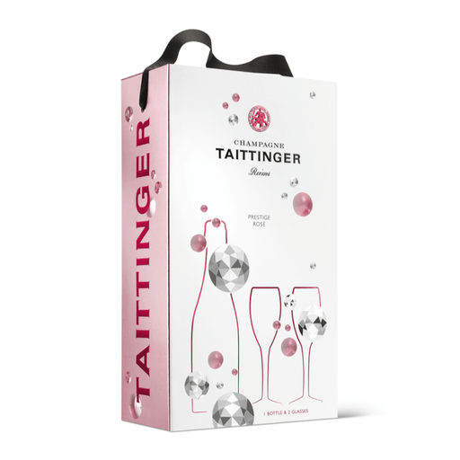 ESTUCHE TAITTINGER PRESTIGE ROSÉ CON 2 COPAS DE CRISTAL